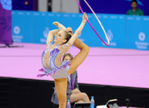 Azərbaycanlı gimnast Avropa Oyunlarında bədii gimnastika üzrə fərdi yarışların finalına çıxıb. Bakı, Azərbaycan, 19 iyun 2015